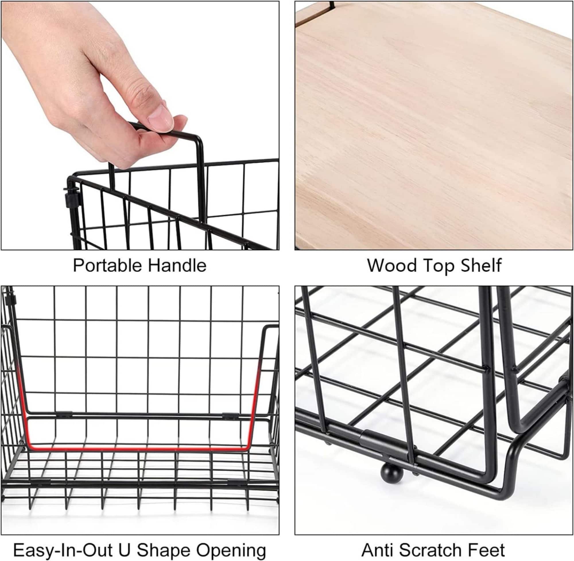 NEX™ Kitchen Countertop Storage Basket with Wood Lid, 2ct.